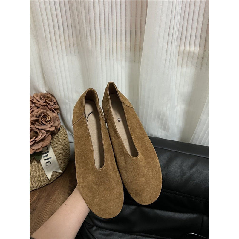 Damen elegante Slipper aus weichem Veloursleder Drune