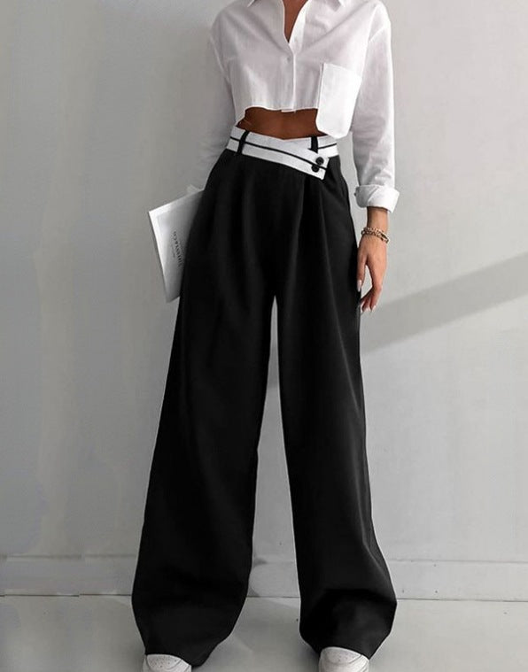 Damen Modische Palazzo-Hose mit asymmetrischem Bund Drune