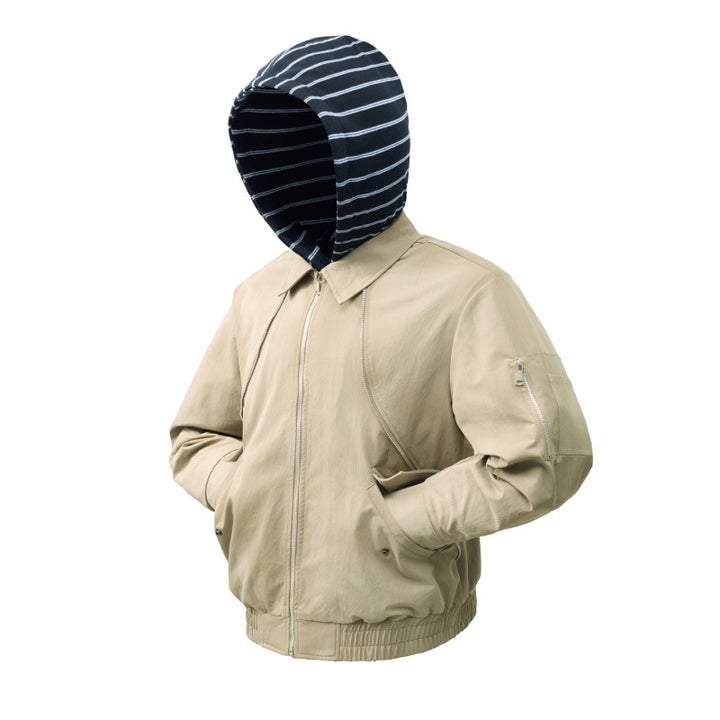 Herren leichte Bomberjacke mit gestreifter Kapuzeninnenjacke, elastischem Saum und Utility-Ärmeltasche Drune