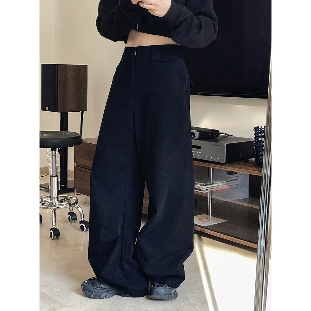 Damen Weite High‑Waist Cargo-Baggy-Hose mit aufgesetzter Klappentasche Drune