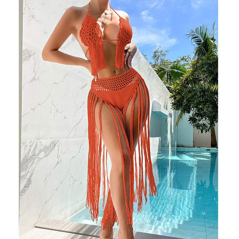 Damen Häkel-Bikini-Set mit fransigen Akzenten und einzigartigem Schnitt Drune