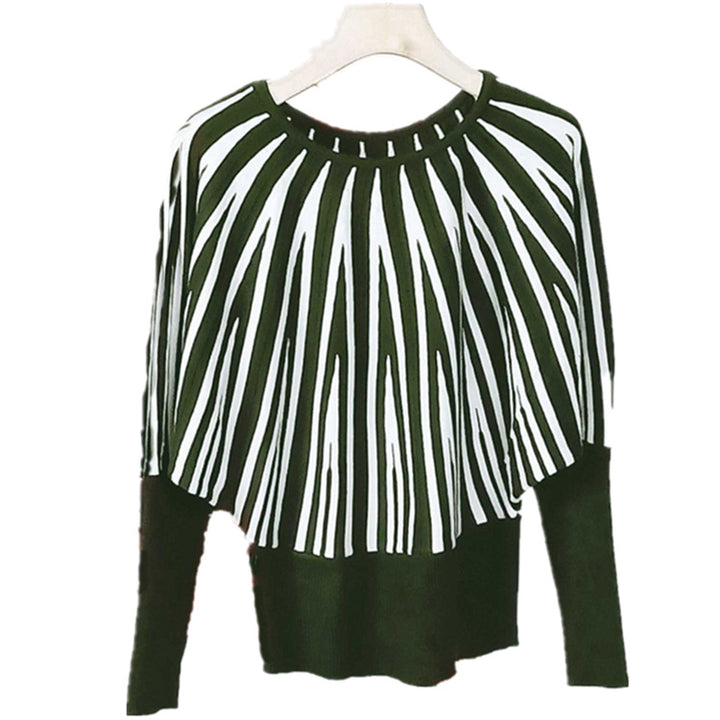 Damen lässiger Strickpullover mit geometrischem Streifenmuster Drune