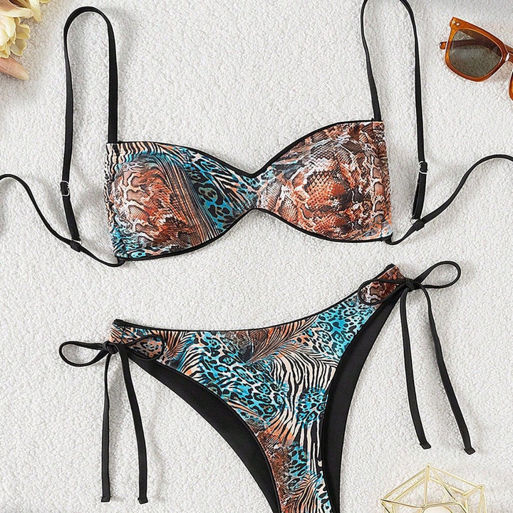 Damen Push-Up Bikini mit raffiniertem Animal-Print und verstellbaren Trägern Drune