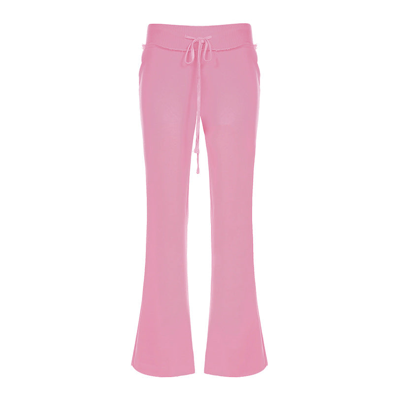 Damen nan taillierte Jersey-Flared-Loungehose mit Bindeband, hohem Komfortbund und seitlichen Eingrifftaschen Drune