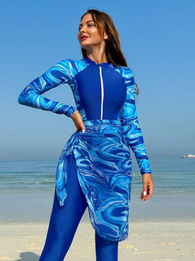 Damen Sportlicher Badeanzug mit elegantem Wickelrock Drune