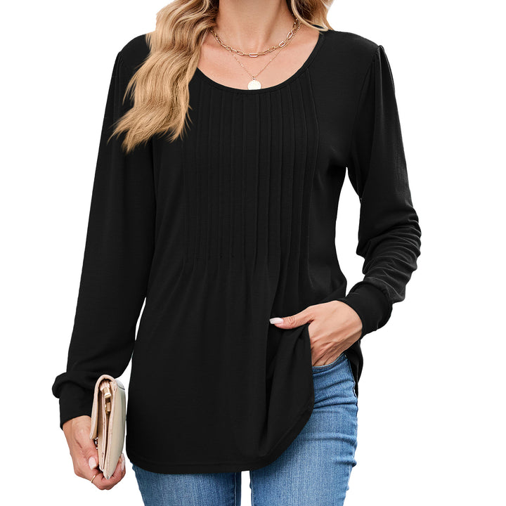 Damen Langarmshirt mit dekorativen Falten Drune