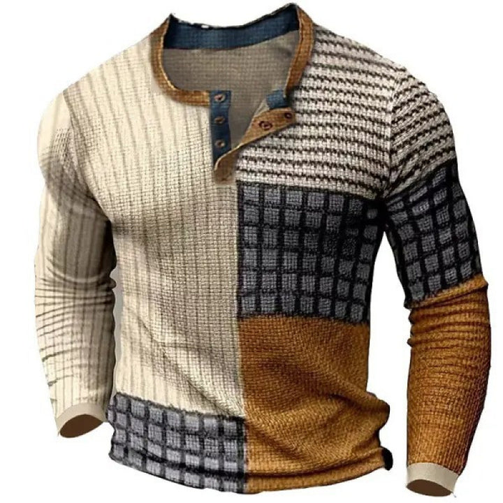 Herren Sportliches Langarmshirt mit Knopfleiste Drune