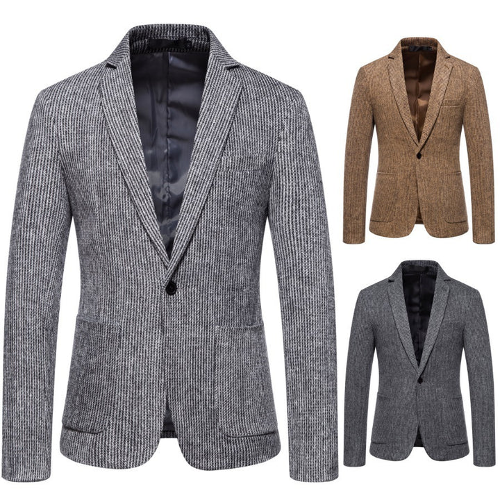 Herren eleganter Strickblazer mit strukturiertem Design und schmalem Schnitt Drune