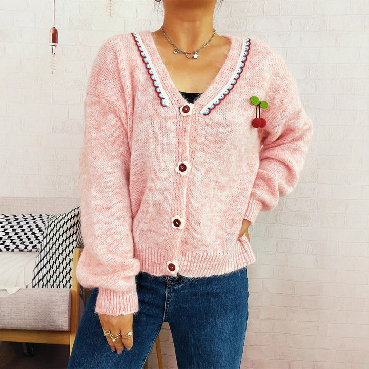 Damen verspielte Strickjacke mit buntem Knopfdesign und hohem Komfort Drune