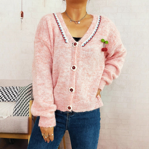 Damen verspielte Strickjacke mit buntem Knopfdesign und hohem Komfort Drune