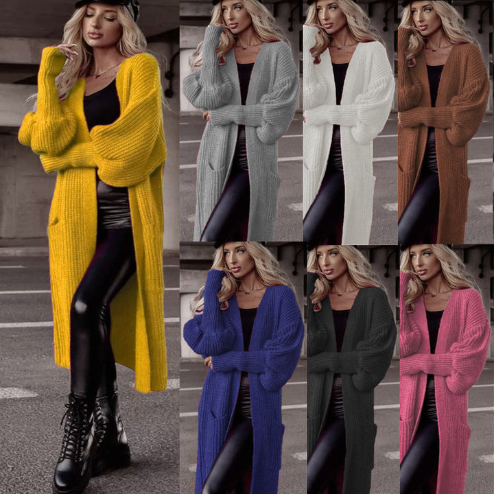 Damen Langer Strickcardigan mit tieferem Rückensaum und lässigem Schnitt Drune