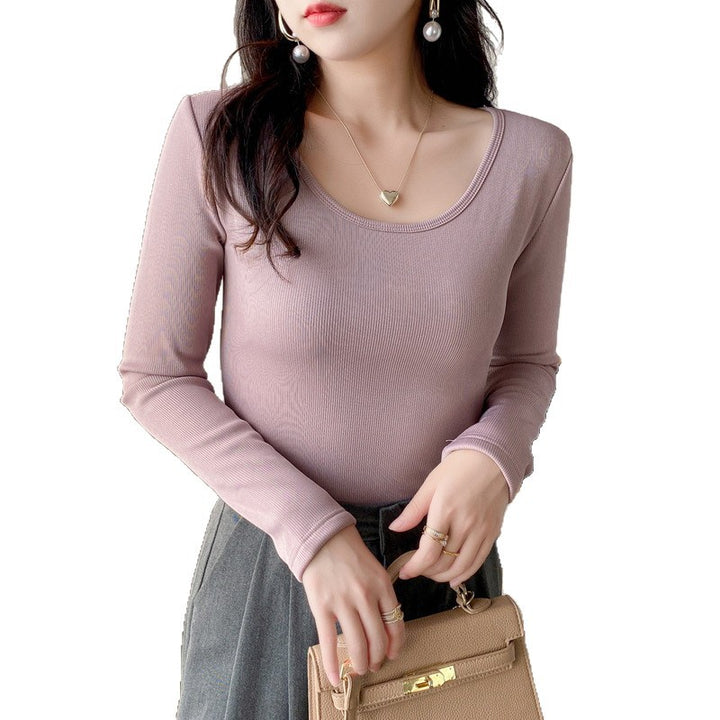 Damen modisches Cropped-Langarmshirt mit Rippstruktur Drune