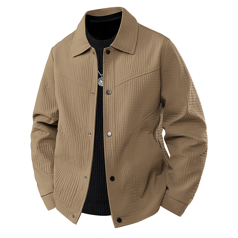 Herren Leichte Übergangsjacke im Worker-Stil mit mikrostrukturierter Twill-Optik und Druckknopfleiste Drune