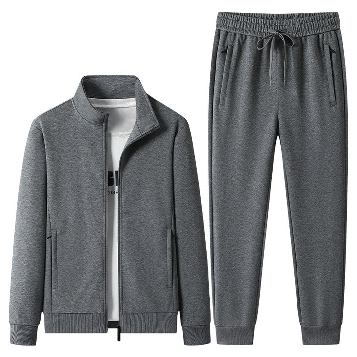 Herren Freizeit-Trainingsanzug Set mit Stehkragen Reißverschlussjacke und Jogginghose aus French Terry Drune