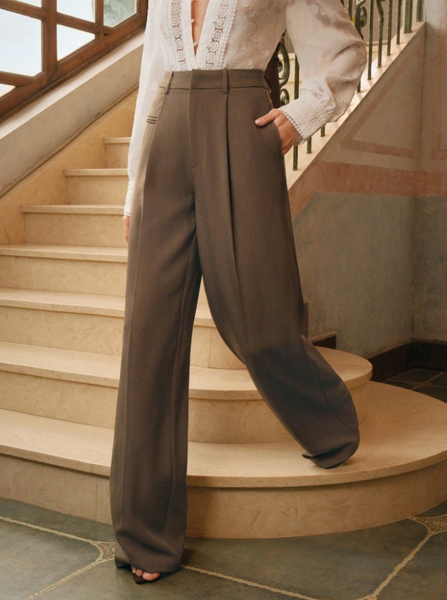 Damen Weite und elegante Anzughose mit hohen Bund Drune