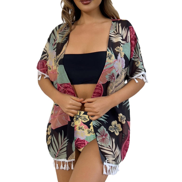 Damen Strandkimono mit Fransen Drune