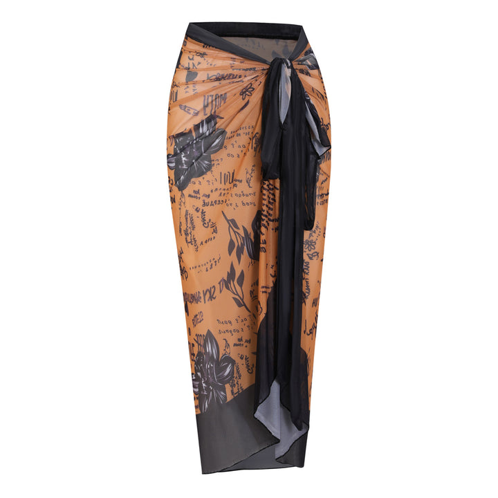 Damen Strandumhang mit buntem Muster und eleganten Schnürdetails Drune