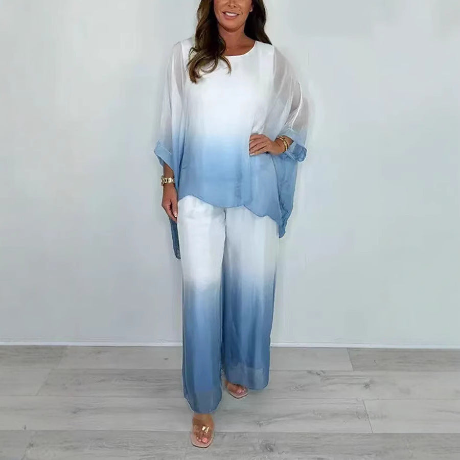 Damen Set aus weichem, fließendem Material mit modischem Ombre-Effekt Drune