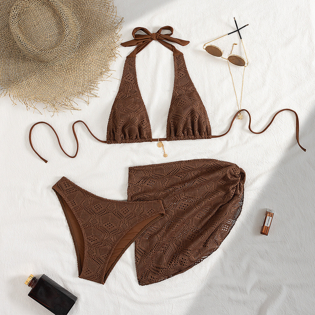 Damen Häkel-Bikini-Set mit schickem Rock Drune