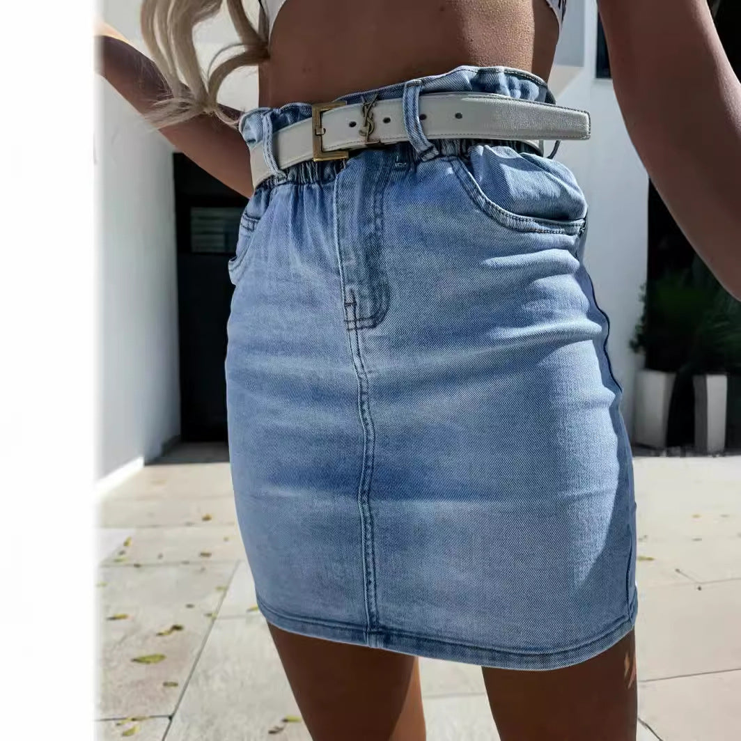 Damen Jeansrock im angesagten Vintage-Stil mit tailliertem Schnitt und verstellbarem Gürtel Drune