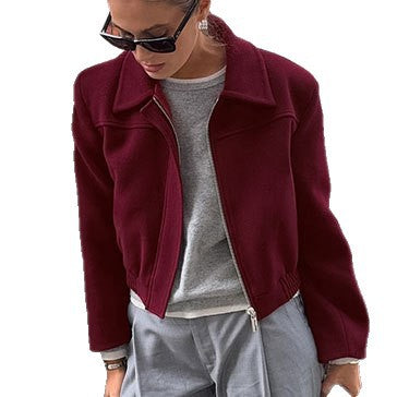 Damen Cropped Fleecejacke mit Stehkragen und Reißverschluss Drune