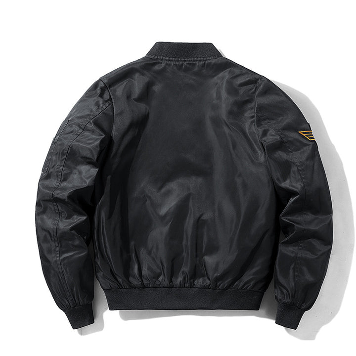 Herren  Aviator bestickte Patch wasserabweisende Bomberjacke mit Reißverschluss Utility Ärmeltasche Drune