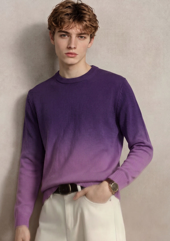 Herren Feinstrick-Pullover mit Dip-Dye-Effekt und Rundhalsausschnitt Drune