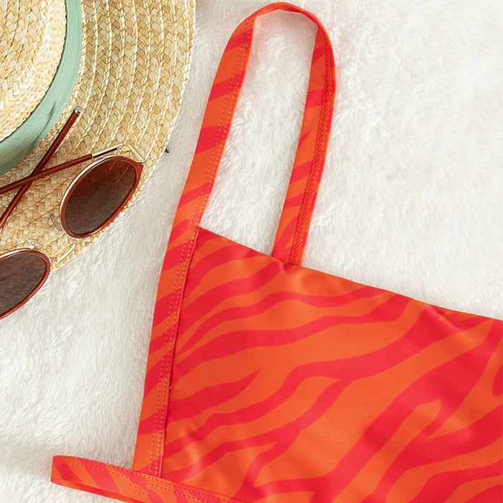 Damen Zweiteiliges Bikini-Set mit modernem Gitterdesign Drune