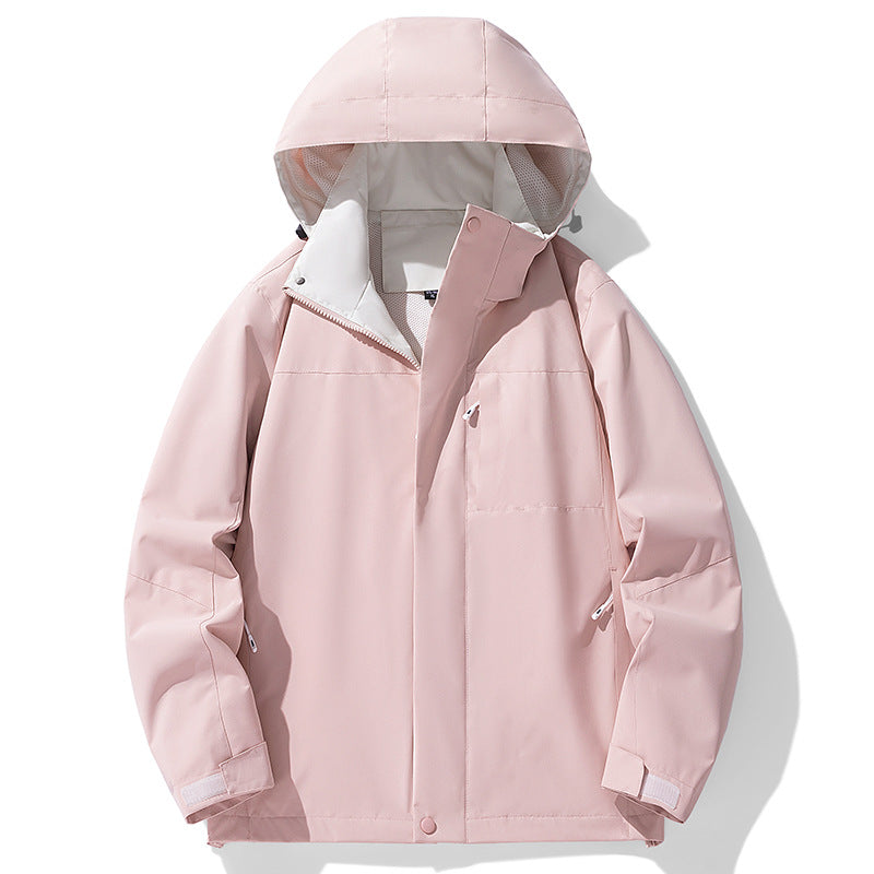 Herren Wasserdichte dreilagige Outdoorjacke mit Kapuze, atmungsaktivem Meshfutter und verstellbaren Bündchen Drune