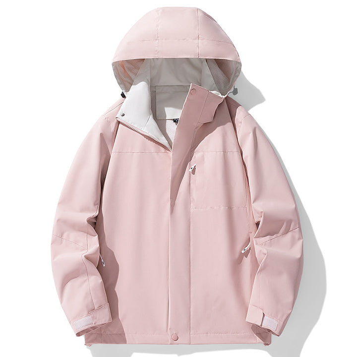 Herren Wasserdichte dreilagige Outdoorjacke mit Kapuze, atmungsaktivem Meshfutter und verstellbaren Bündchen Drune