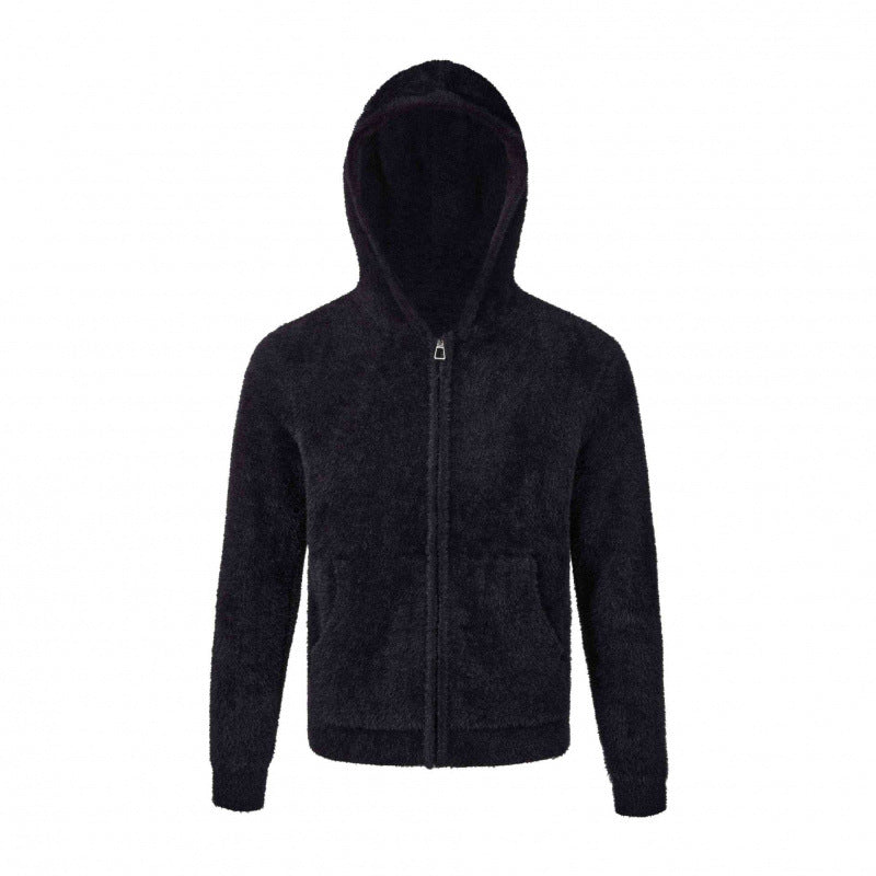 Damen Kapuzen-Fleecejacke aus Teddystoff mit Leopardenmuster und Reißverschluss Drune