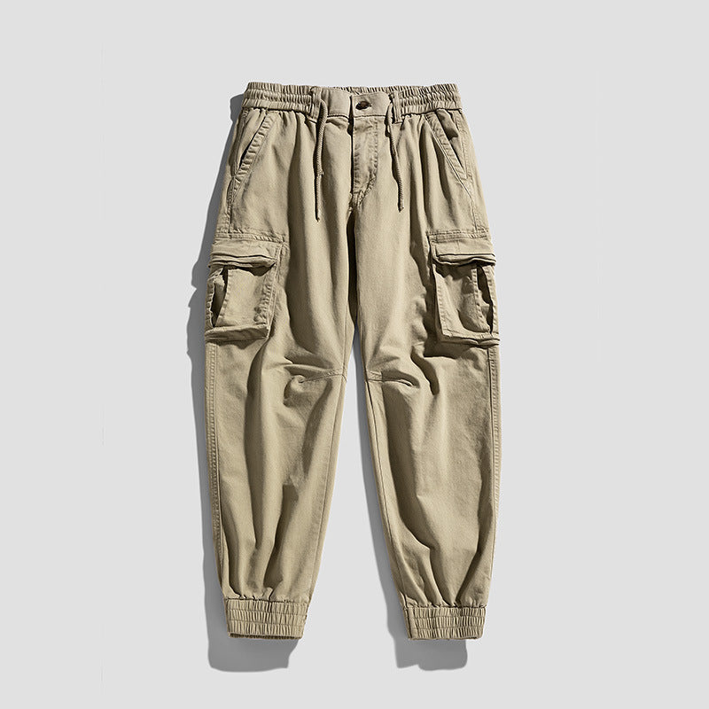 Herren Cargo-Joggerhose im Tactical-Streetstyle mit elastischem Bund, Klapp‑Utility‑Taschen und gerippten Beinabschlüssen Drune
