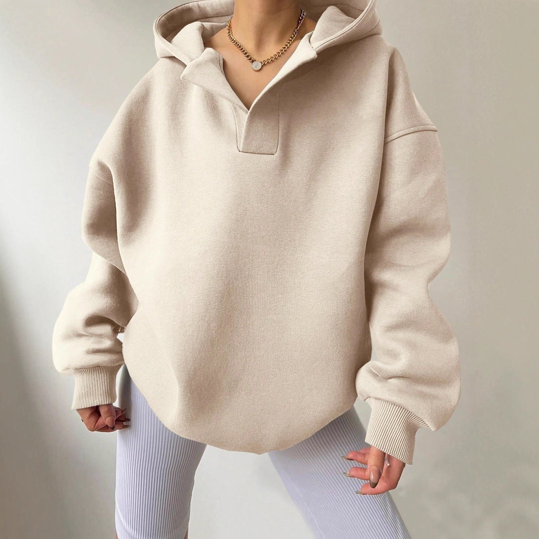 Damen Oversized Kapuzenpullover mit Kängurutasche Drune