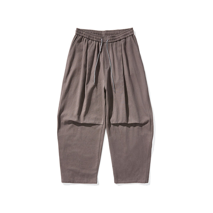 Herren Weite Relaxed-Fit Stoffhose mit Tunnelzug und Bundfalten Drune