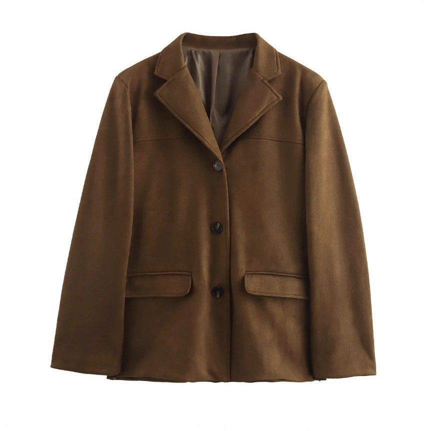 Damen modischer Wollblazer mit Taschen und hochwertiger Verarbeitung Drune