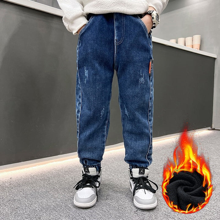 Herren lässige Fleece-Jeans mit wärmendem Innenfutter Drune