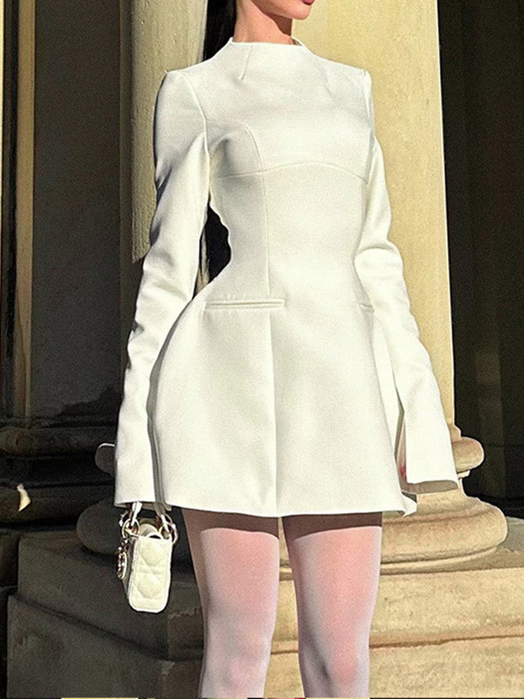 Damen Modisches Kurzkleid mit strukturiertem Design und eleganter Silhouette Drune
