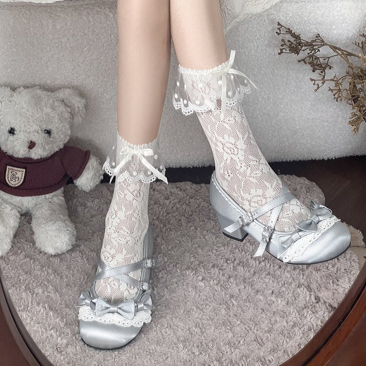 Damen elegante Mary Jane Ballerinas mit modischem Schleifenverzierung Drune