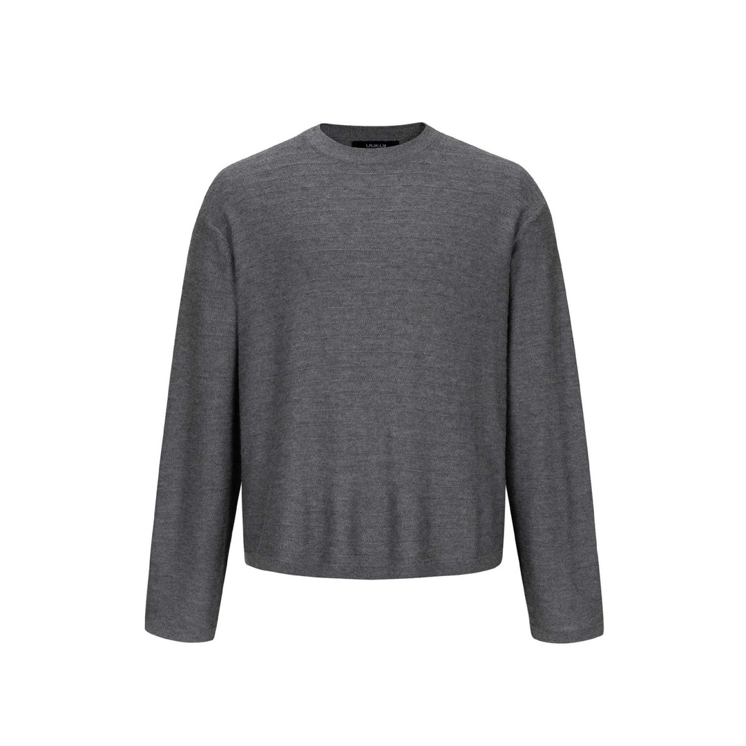Unisex Feinstrick-Rundhalspullover mit feiner Längsstruktur und geradem Saum Drune