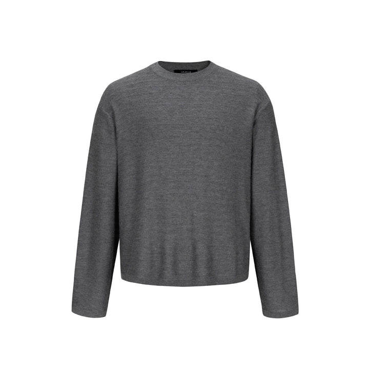 Unisex Feinstrick-Rundhalspullover mit feiner Längsstruktur und geradem Saum Drune