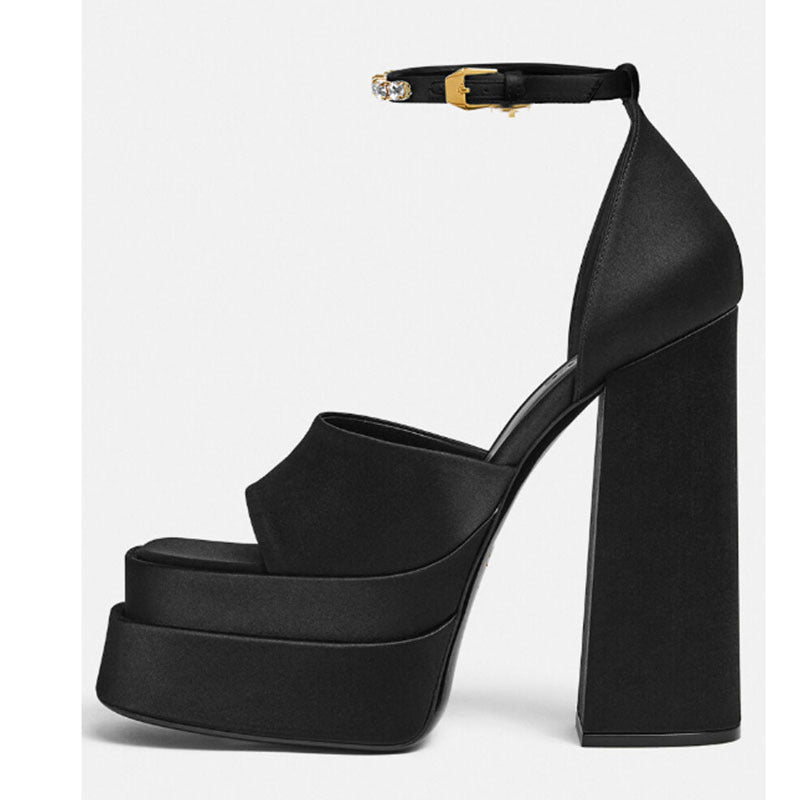 Damen High-Platform Open-Toe Sandalen mit verziertem Knöchelriemen Drune
