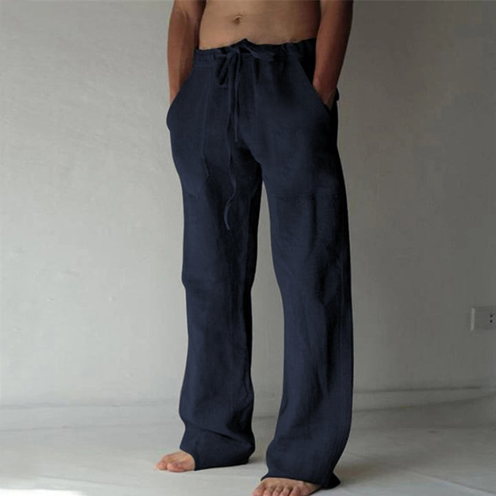 Herren nan lockere Leinenhose mit weitem Bein und Kordelzugbund Drune