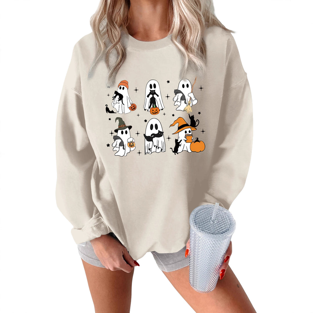 Damen Sweatshirt mit kreativem Gruselmotiv Drune