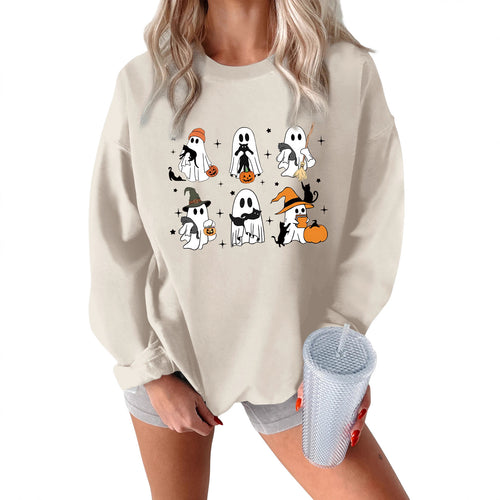 Damen Sweatshirt mit kreativem Gruselmotiv Drune