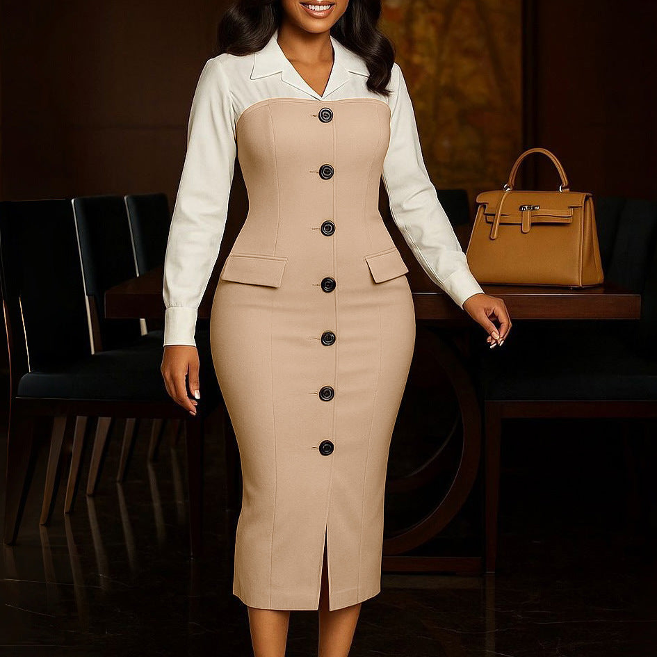 Damen Hemdkleid mit Knopfleiste und langen Ärmeln Drune