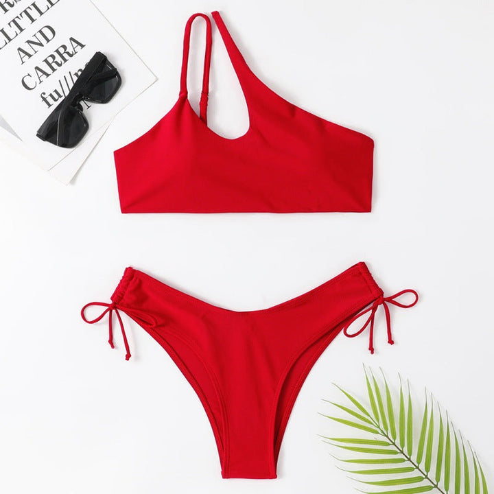 Damen Sportlicher Bikini mit asymmetrischem Oberteil und verstellbaren Trägern Drune