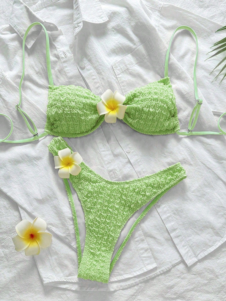 Damen Hochgeschnittenes Bikiniunterteil mit strukturierten Rüschen Drune