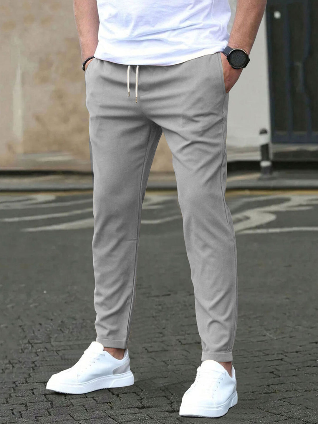 Herren Slim-Fit Jogginghose mit Kordelzug, Seitentaschen und schmalem Knöchelabschluss Drune