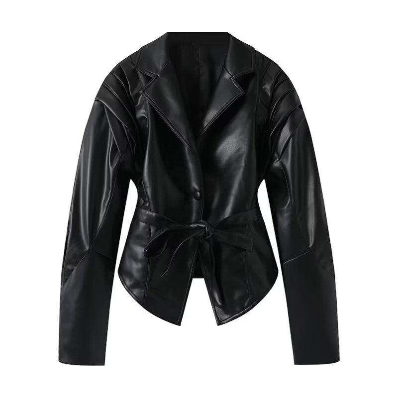 Damen Eleganter Blazer mit strukturierten Details und Taillengürtel Drune