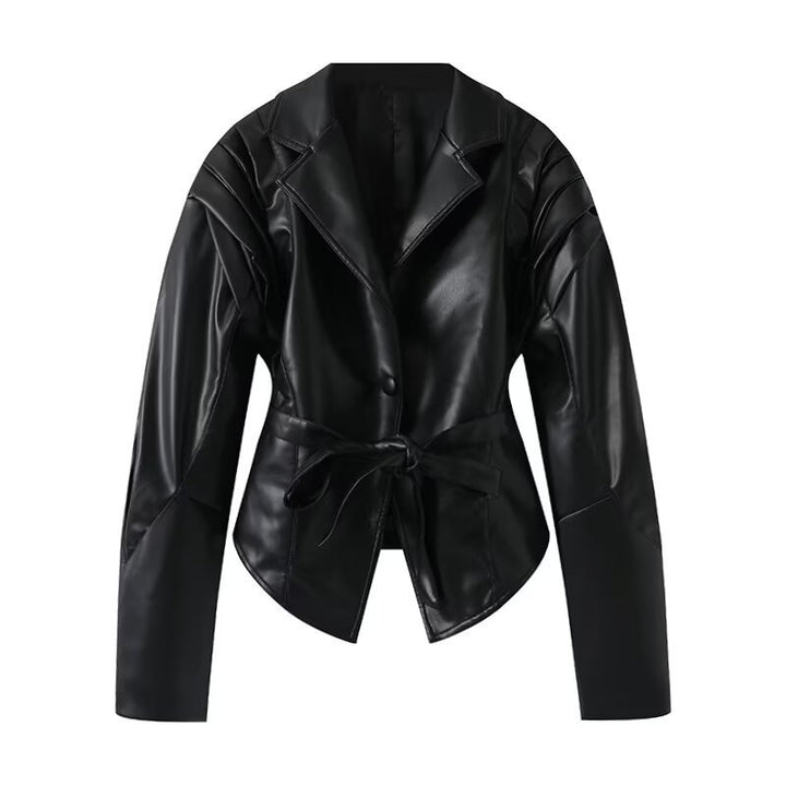 Damen Eleganter Blazer mit strukturierten Details und Taillengürtel Drune